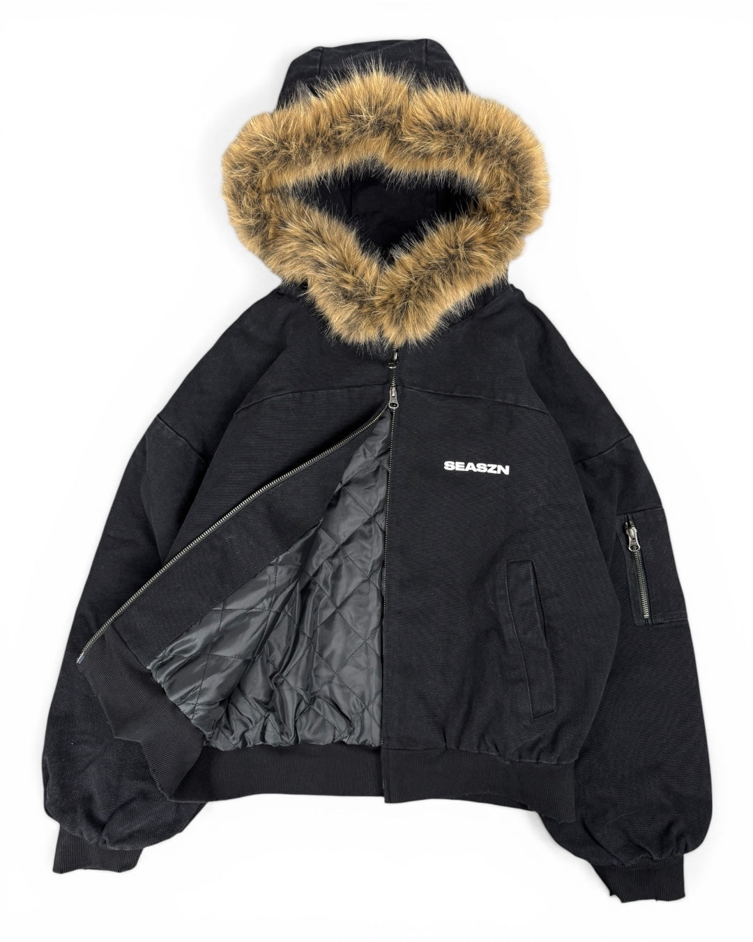 Bomber Fur Black Jacket (Medium)