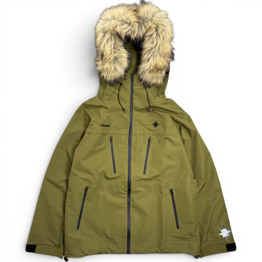 Finesse Faux Fur Windbreaker Jacket Olive (Medium)