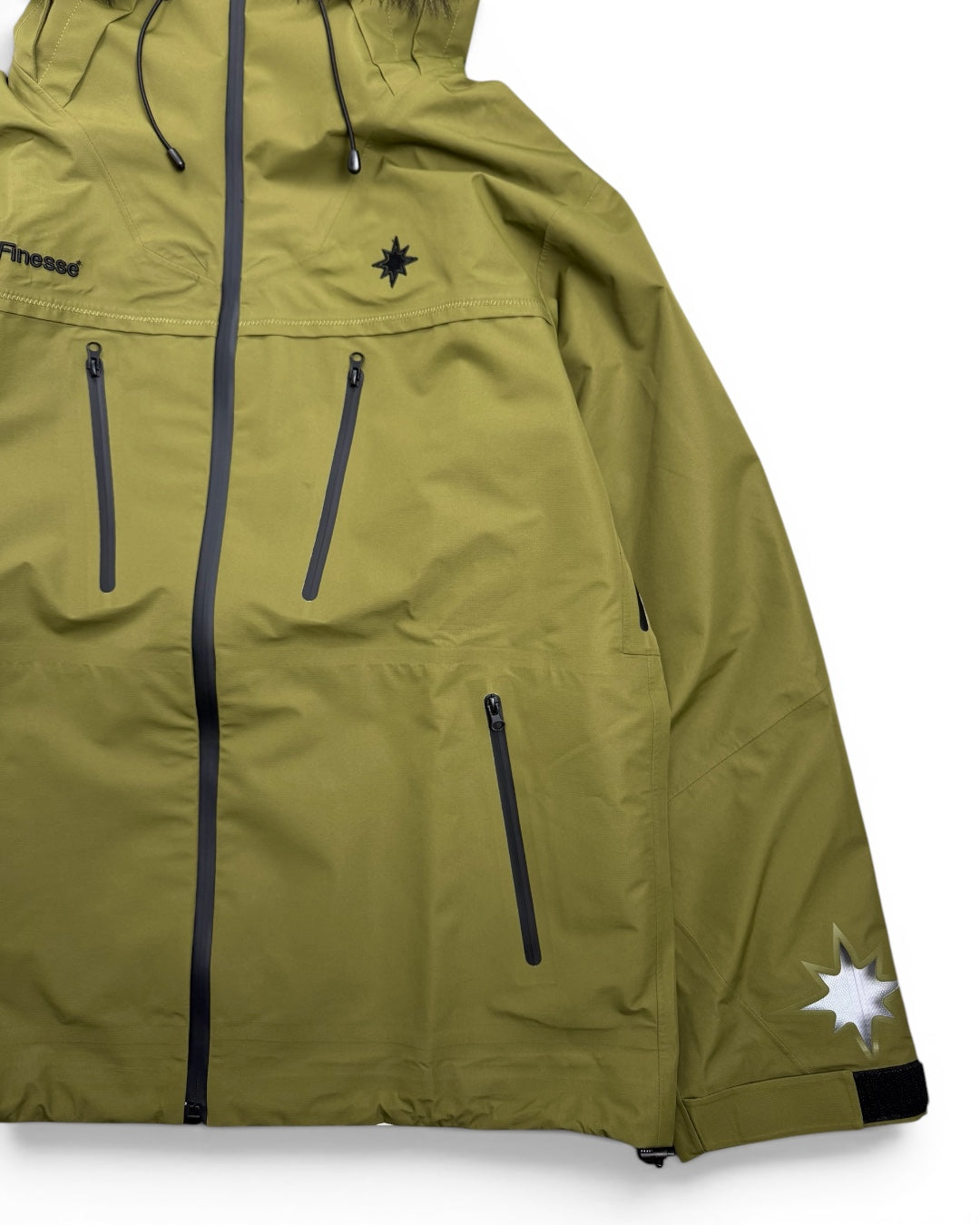 Finesse Faux Fur Windbreaker Jacket Olive (Medium)