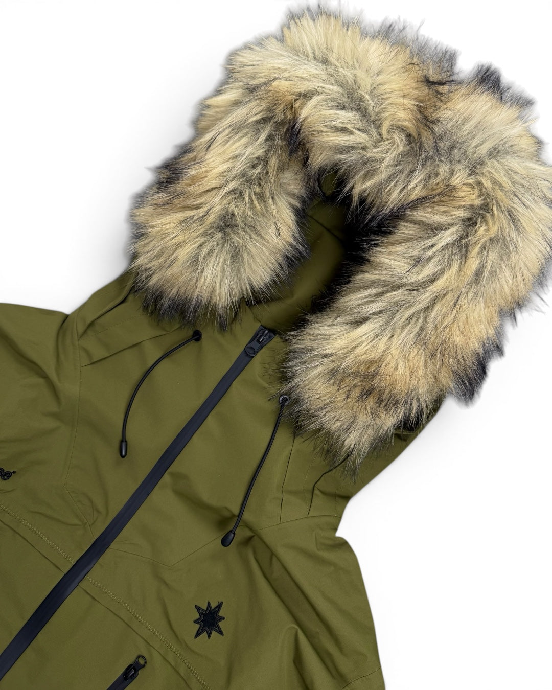 Finesse Faux Fur Windbreaker Jacket Olive (Medium)