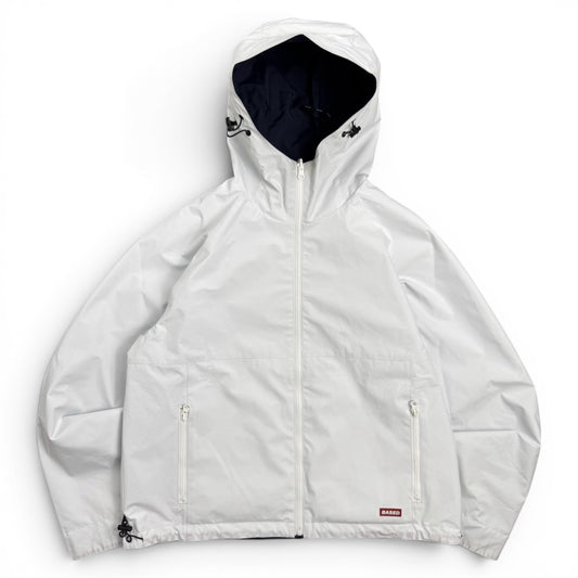 99Based Double Faced Hooded Jacket White Blue Navy (Medium)