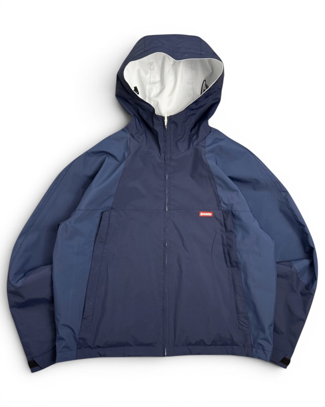 99Based Double Faced Hooded Jacket White Blue Navy (Medium)
