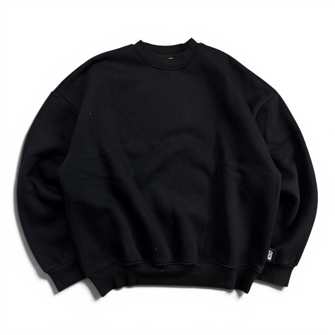 Corazon Boxy Black Crewneck (Small)