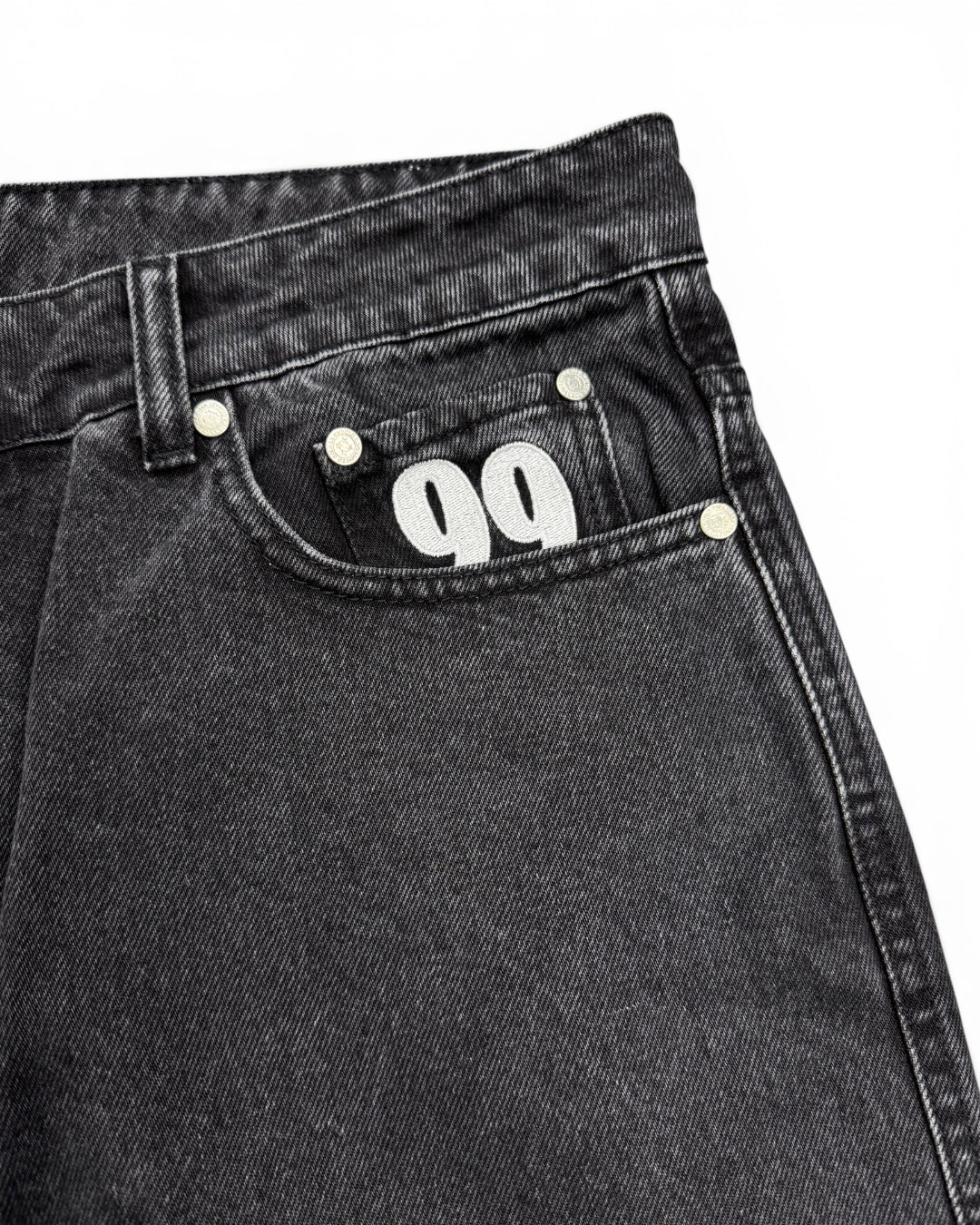 99Based Grey Washed Denim Jeans (Large)
