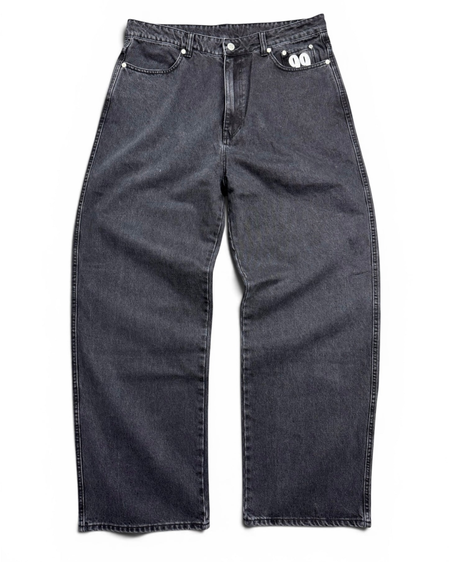 99Based Grey Washed Denim Jeans (Large)