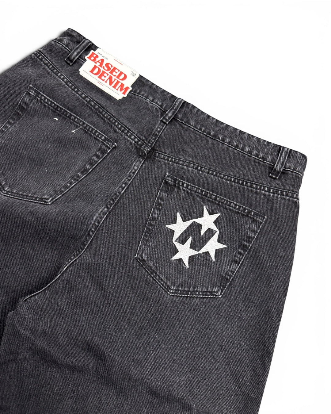 99Based Grey Washed Denim Jeans (Large)