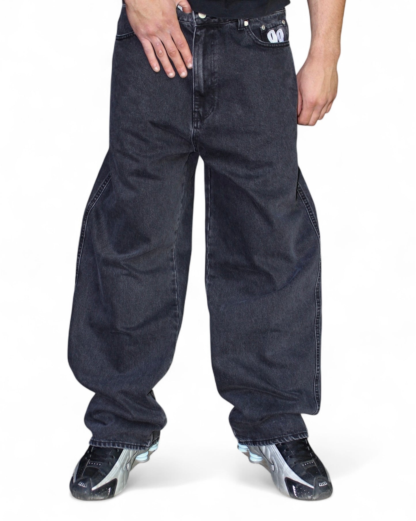 99Based Grey Washed Denim Jeans (Large)