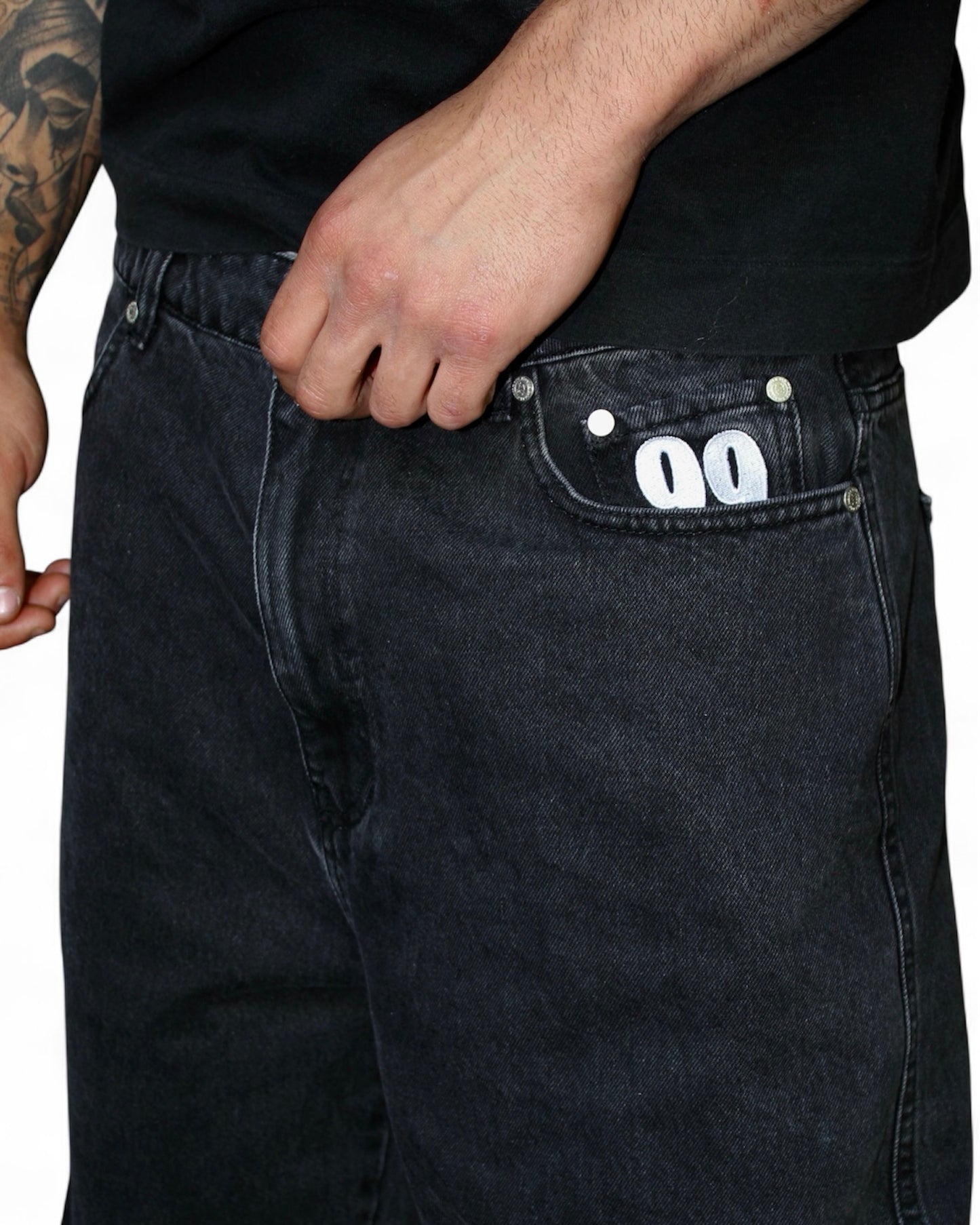 99Based Grey Washed Denim Jeans (Large)