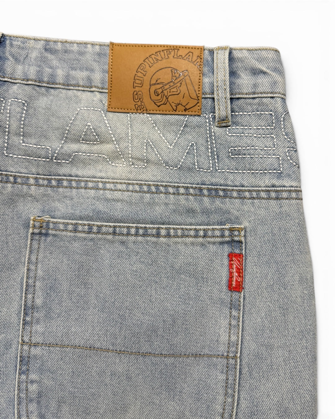 UIF Light Wash Yoke Logo Denim Jeans (Medium)