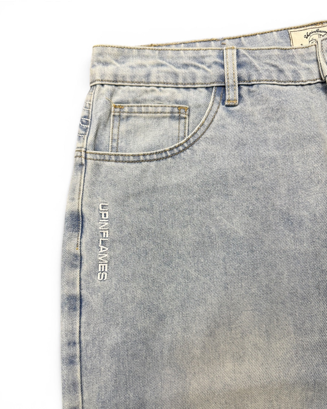 UIF Light Wash Yoke Logo Denim Jeans (Medium)