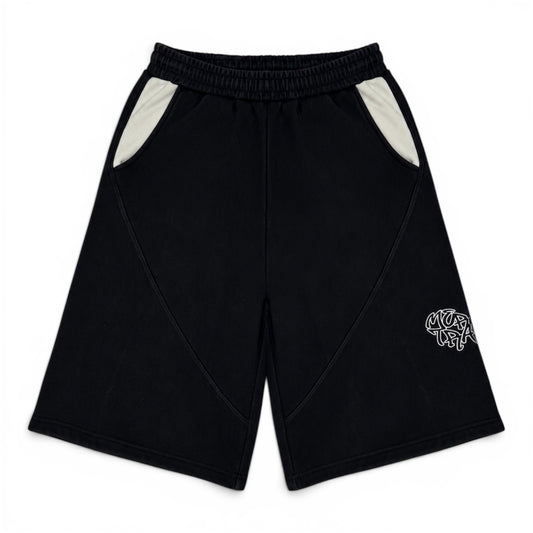 Mertra Logo Black Cotton Shorts (Medium)