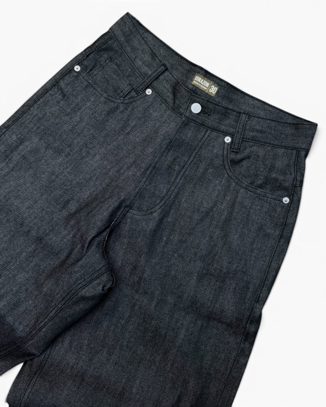 Corazon Waxed Black Baggy Denim Jeans (Small)