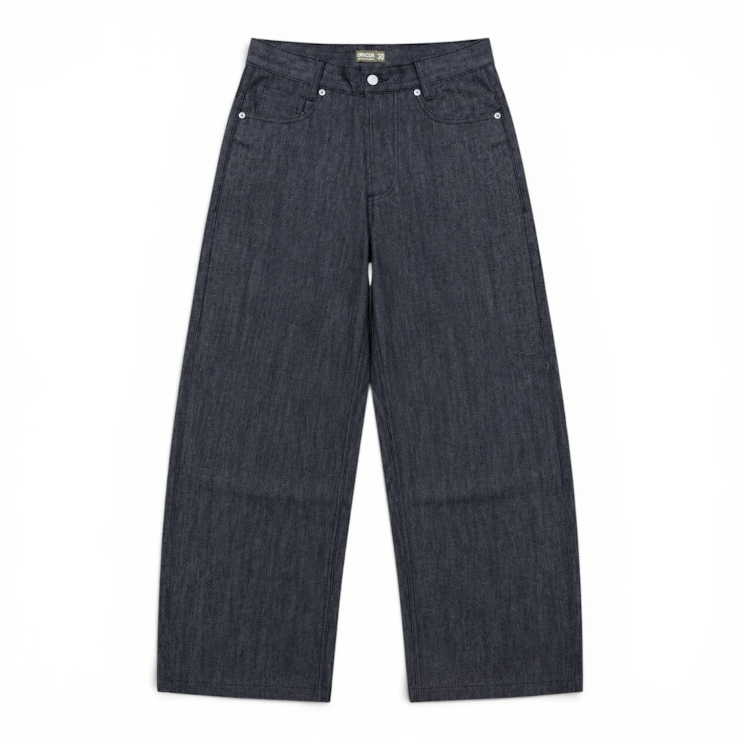 Corazon Waxed Black Baggy Denim Jeans (Small)