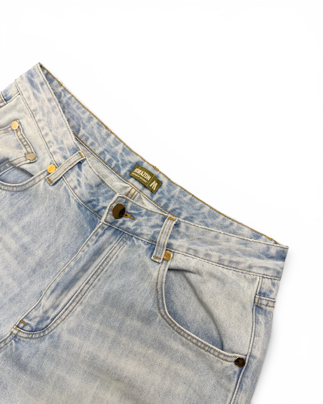 Corazon Oversized Baggy Denim Washed Blue Jeans (Medium)