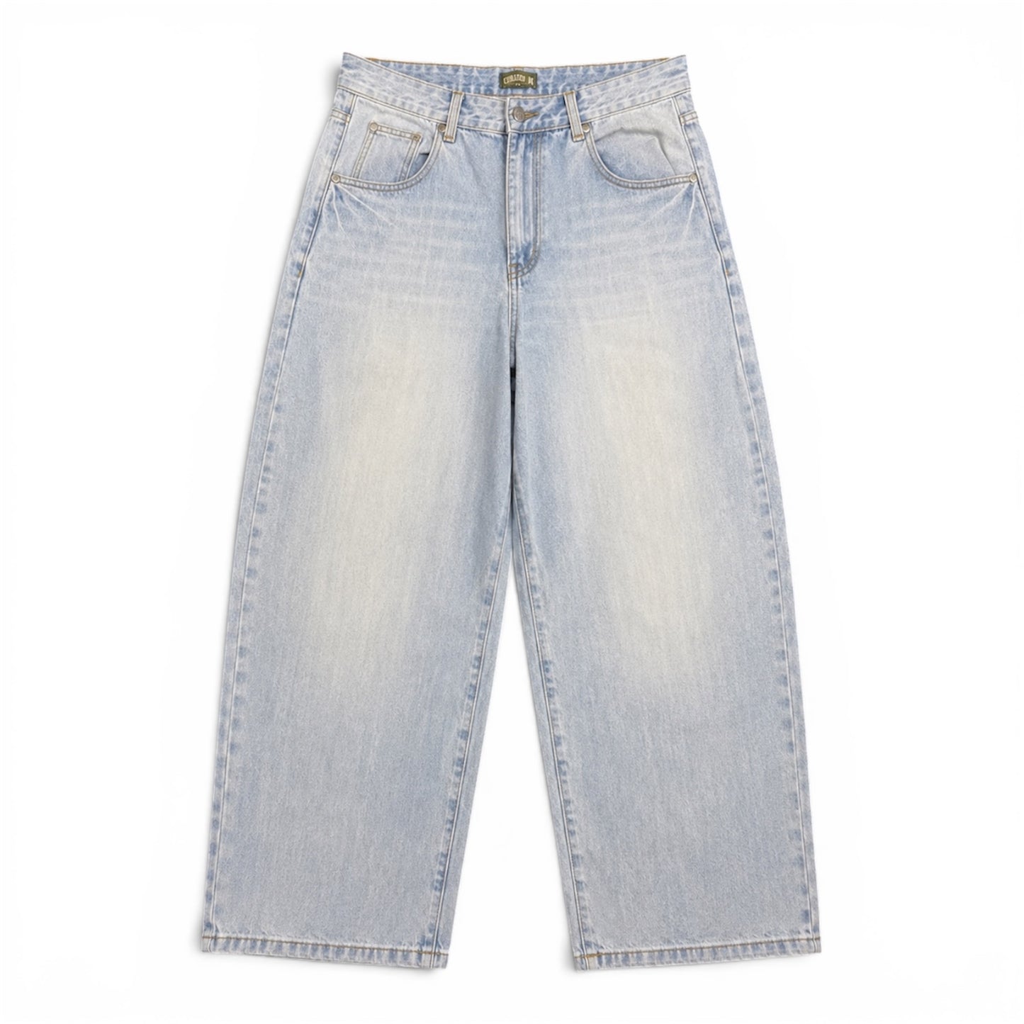 Corazon Oversized Baggy Denim Washed Blue Jeans (Medium)
