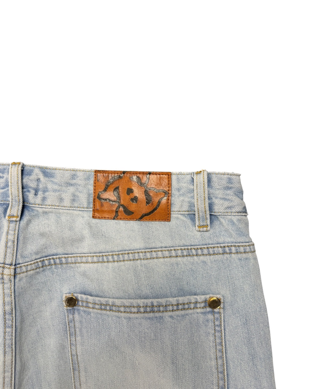 Corazon Oversized Baggy Denim Washed Blue Jeans (Medium)