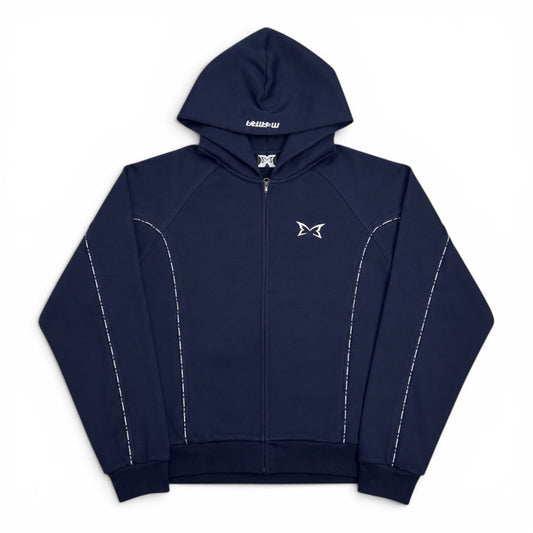 Mertra Piping Zip Hoodie Blue Navy (Small)