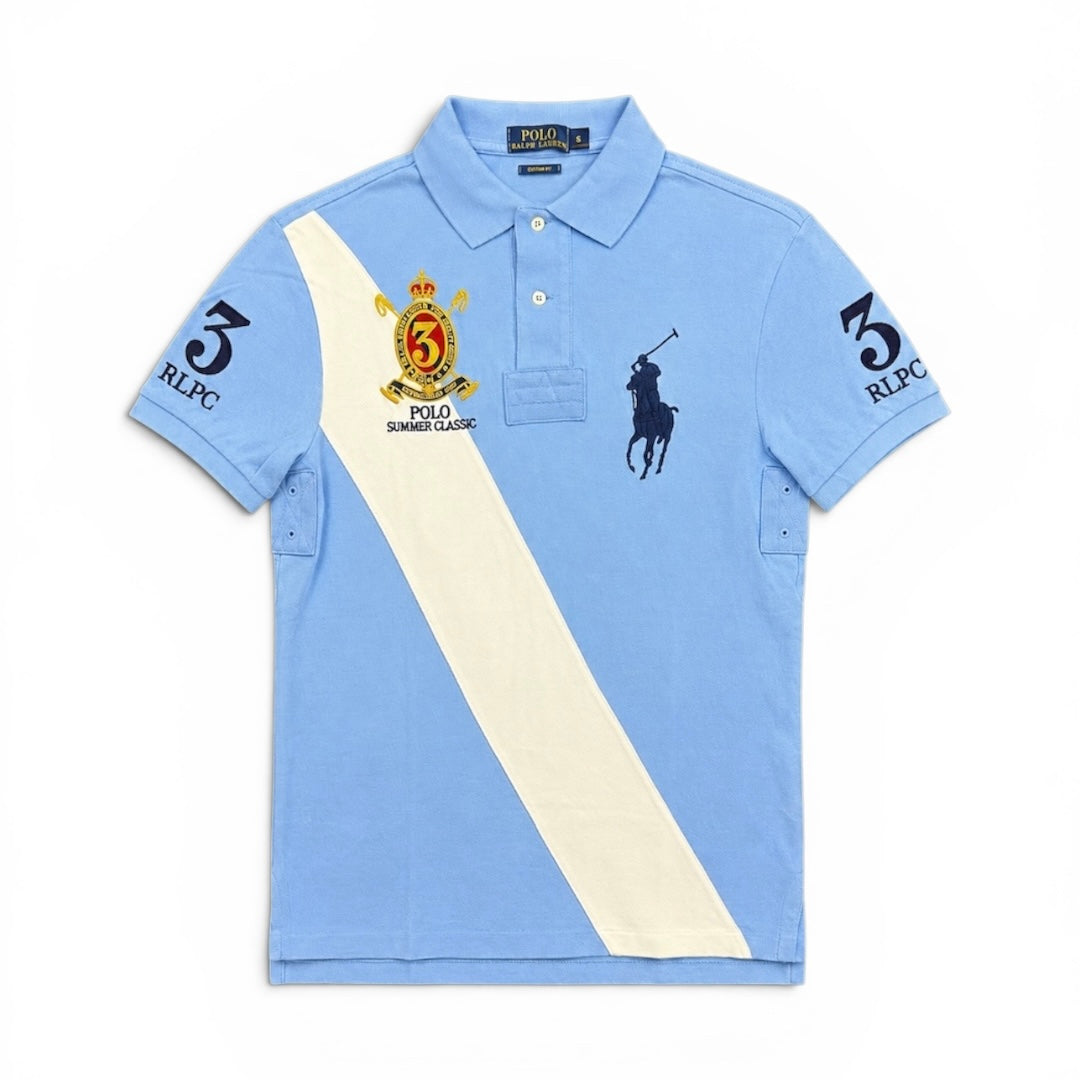 Ralph Lauren Diagonal Stripe Light Blue Polo (Small)