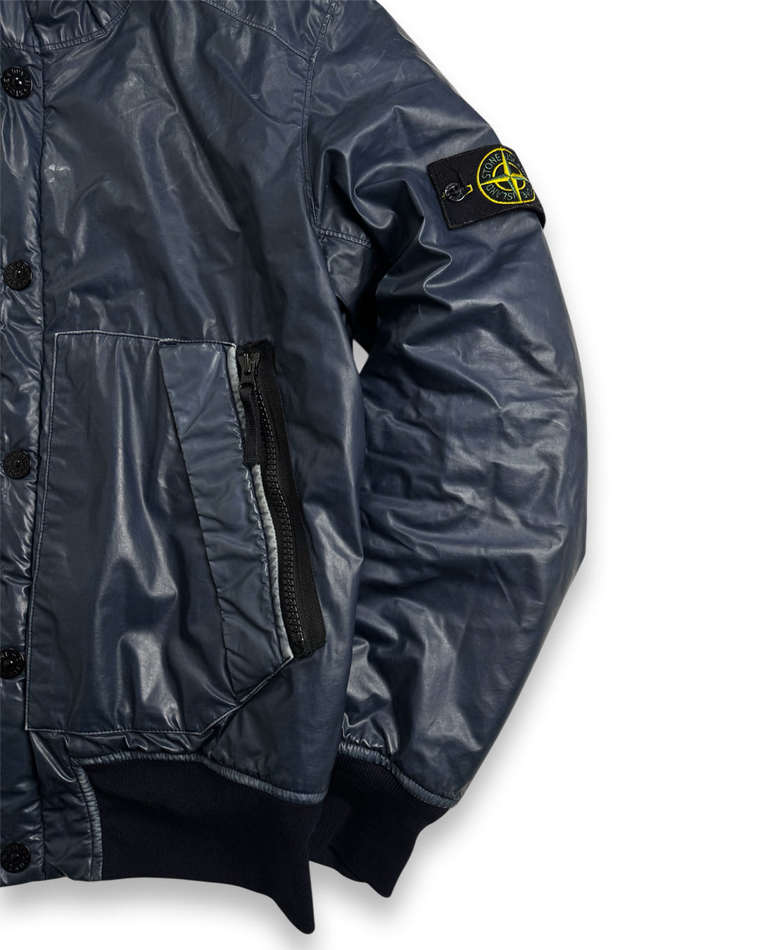 Stone Island Mussola Gommata Padded Blue Jacket (Medium)