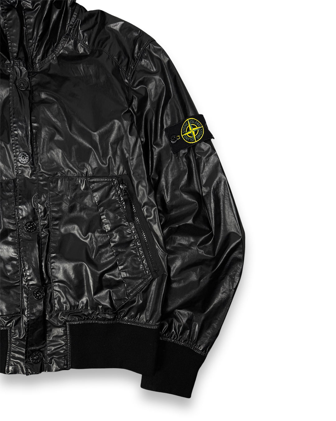 Stone Island Mussola Gommata black Jacket (Small)