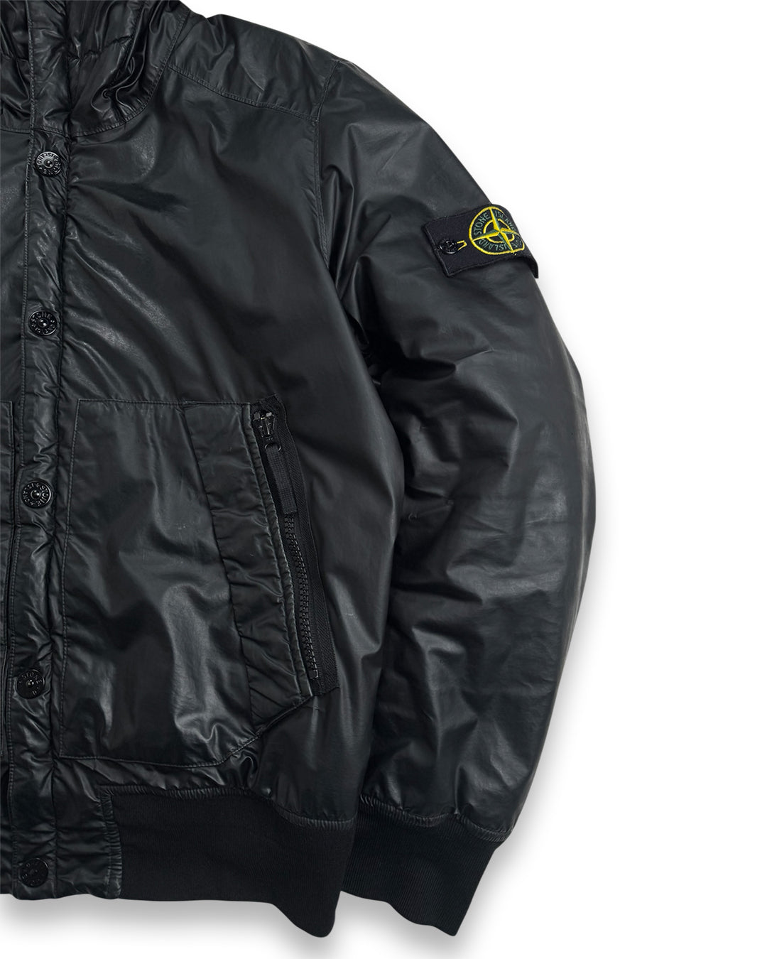 Stone Island Mussola Gommata Padded Black Jacket (Large)