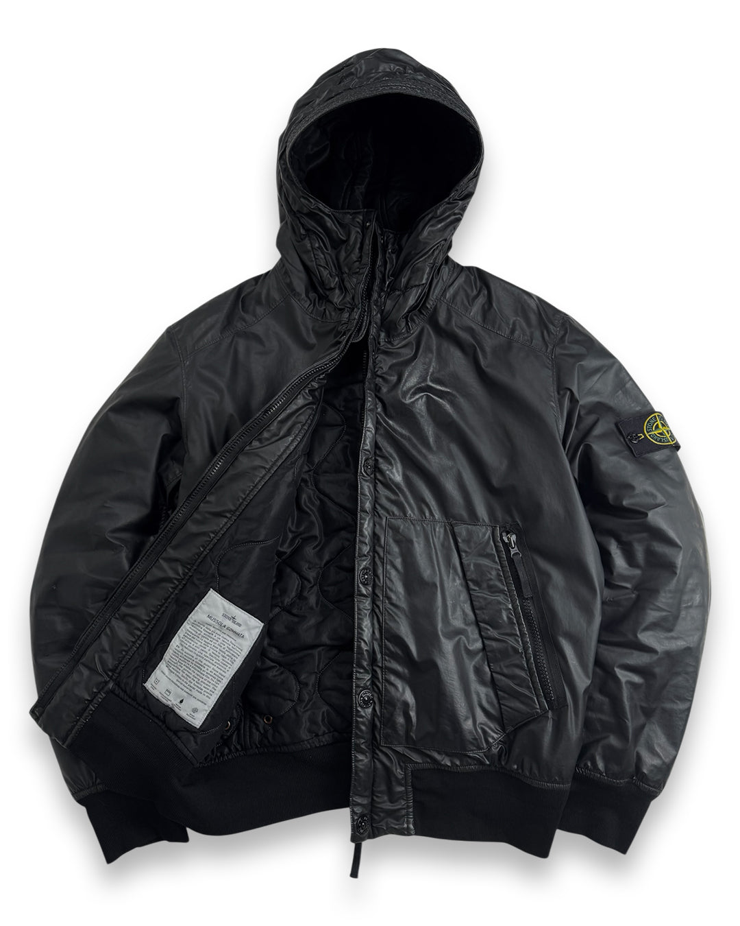 Stone Island Mussola Gommata Padded Black Jacket (Large)