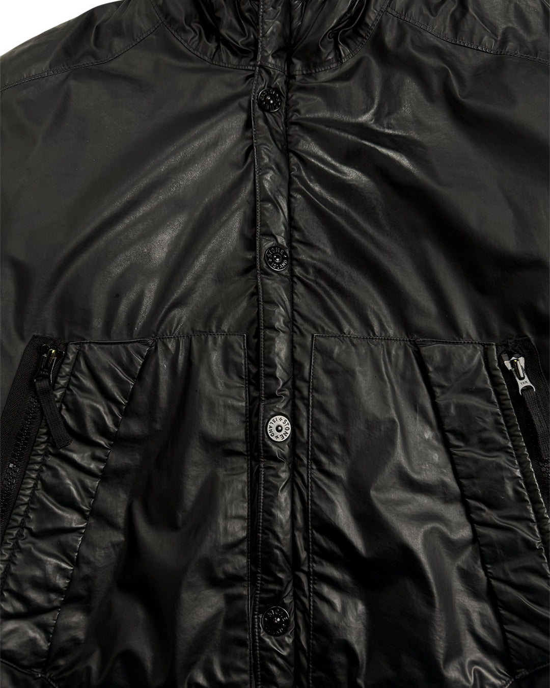 Stone Island Mussola Gommata Padded Black Jacket (Large)